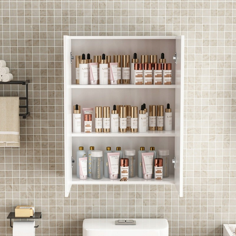 Hängender Badezimmerschrank, weiß, 2 Türen, modern, zur Wandmontage, mit 3 Einlegeböden, 60 cm