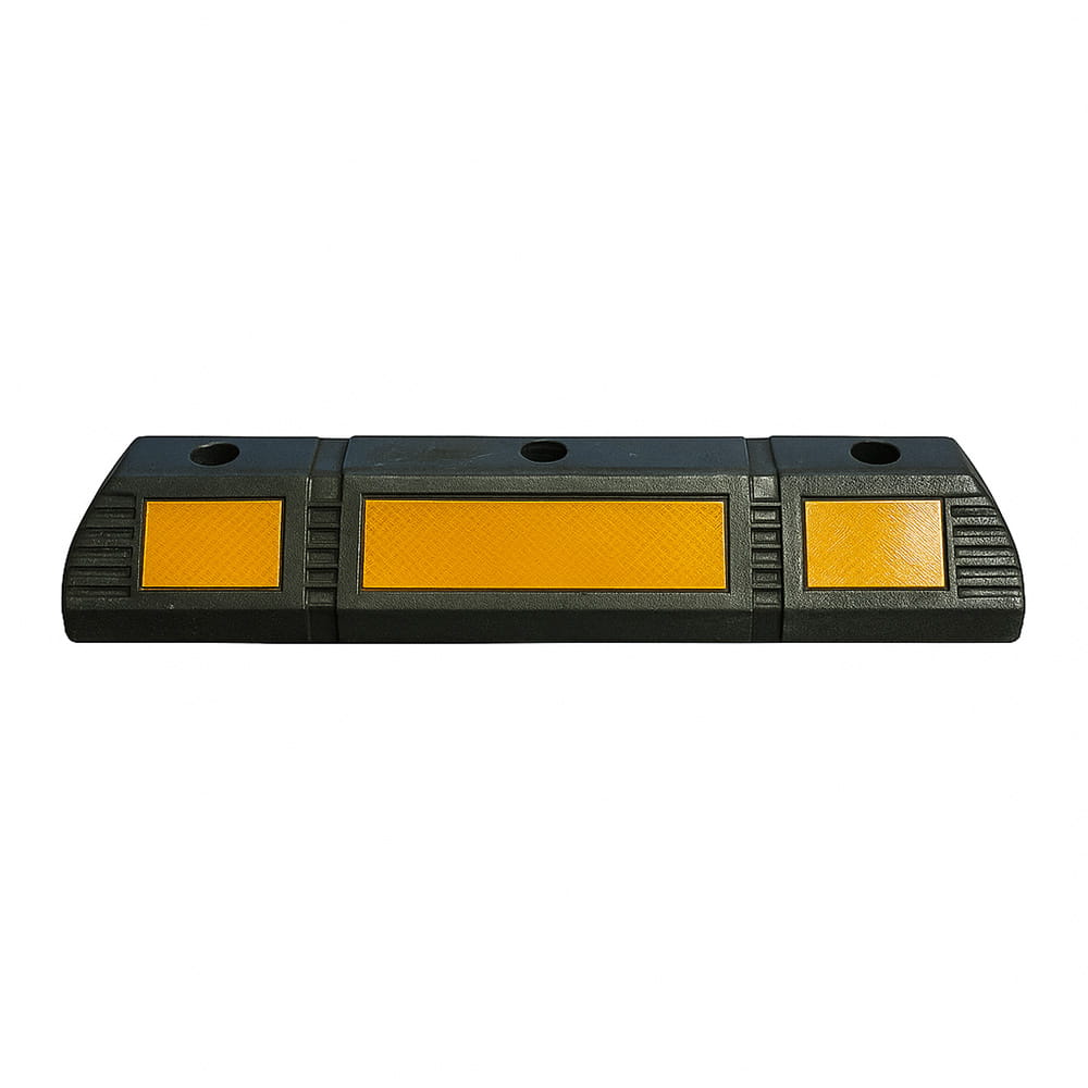 Parkplatzradstopper aus Gummi – 59 cm, mit reflektierendem Streifen, 1 Stück Autoreifen-Anschlag.