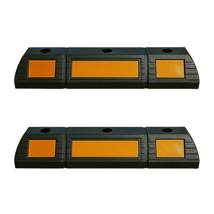 2-teiliges Set Parkstopper – 59 cm Gummi-Radstopper mit gelbem Reflektorstreifen (1)