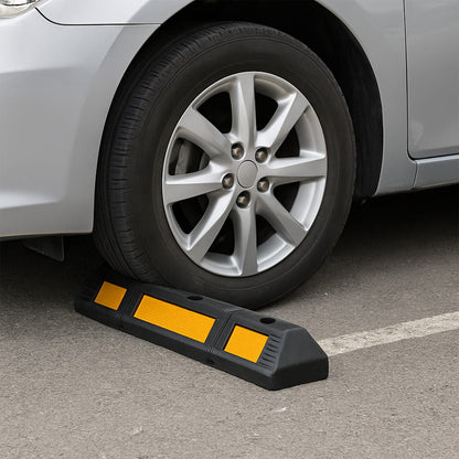 Parkplatzradstopper aus Gummi – 59 cm, mit reflektierendem Streifen, 1 Stück Autoreifen-Anschlag.