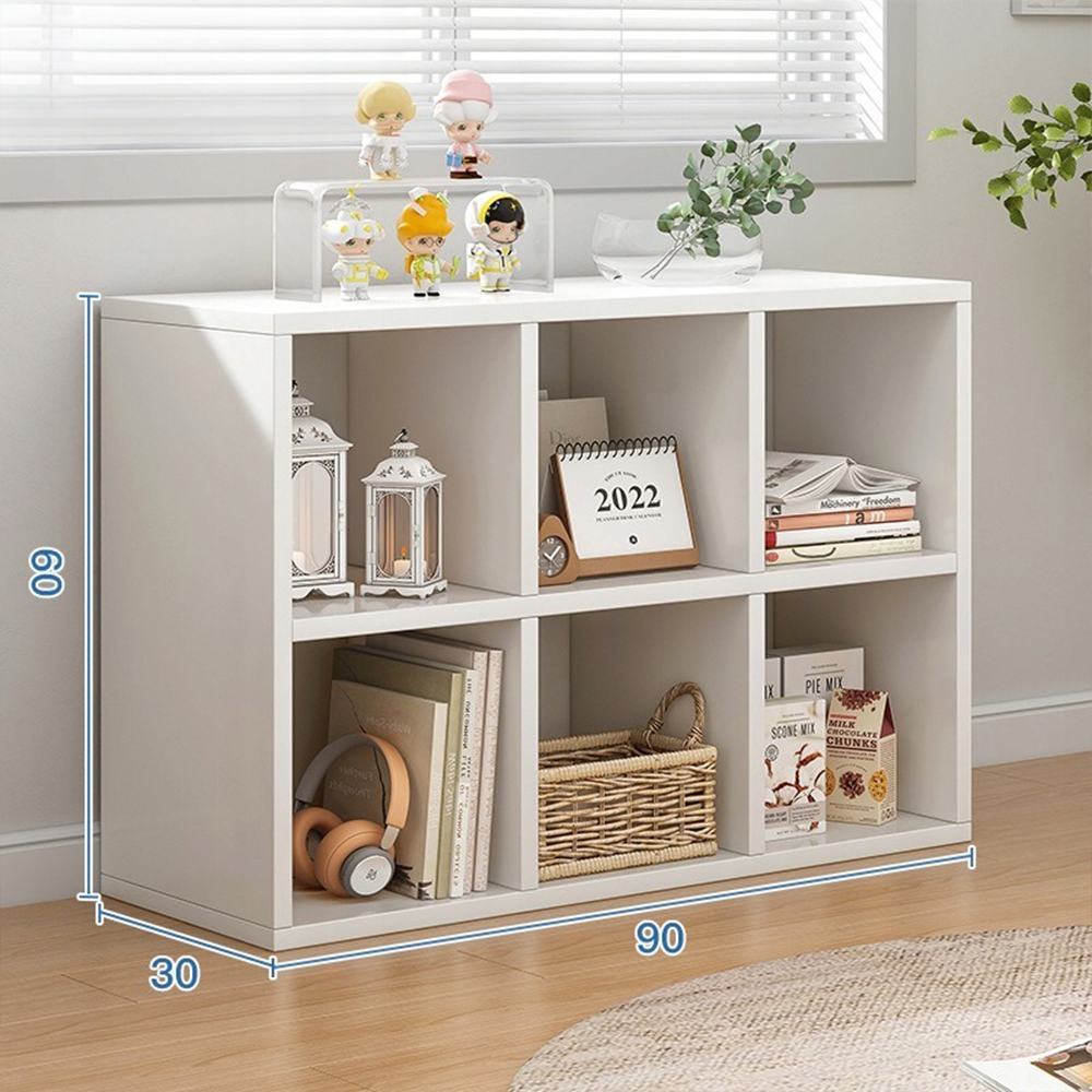 Weißes Regal mit 6 Fächern – 90x30x60 cm, modernes Design