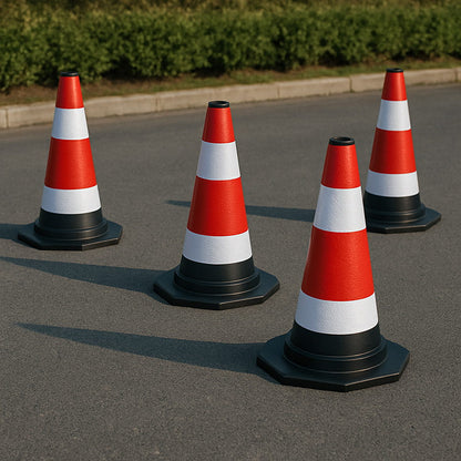 5-teiliges Set flexibler, reflektierender Leitkegel – 40 cm hoch – Sichere Bereichskennzeichnung im Verkehr und auf Baustellen