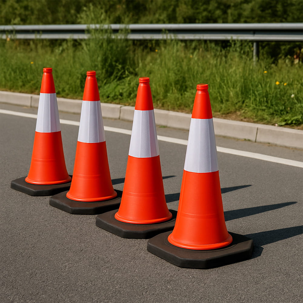 Warn-Verkehrsleitkegel mit reflektierendem Band – 75 cm, wetterfest