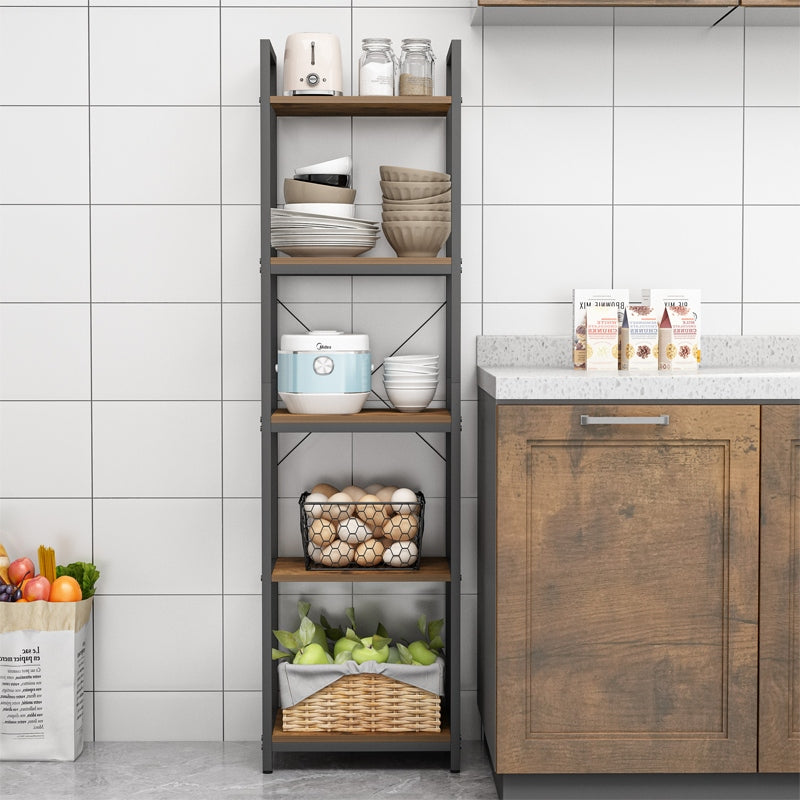 Industrielles Regal – 154x40x30 cm, 5 Ablagen, Loft-Stil, MDF und Metall