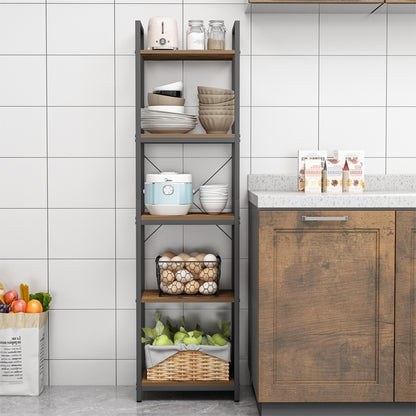 Industrielles Regal – 154x40x30 cm, 5 Ablagen, Loft-Stil, MDF und Metall