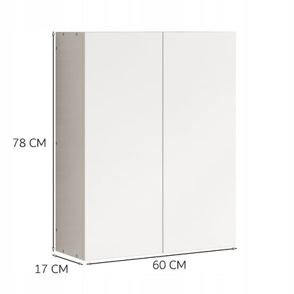 Hängender Badezimmerschrank, weiß, 2 Türen, modern, zur Wandmontage, mit 3 Einlegeböden, 60 cm