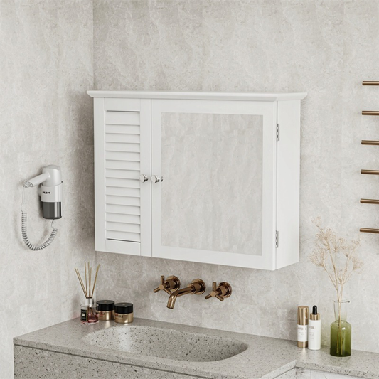 Wand-Badezimmerspiegelschrank 65x49x15 cm – Weiß, mit Innenregalen